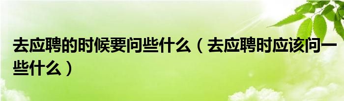 去应聘的时候要问些什么（去应聘时应该问一些什么）