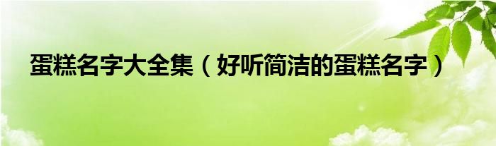 蛋糕名字大全集（好听简洁的蛋糕名字）