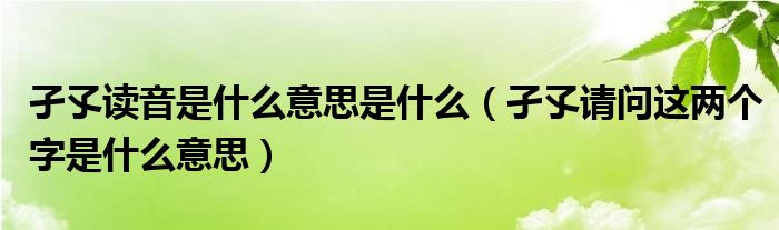 孑孓读音是什么意思是什么（孑孓请问这两个字是什么意思）