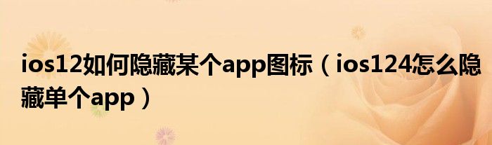 ios12如何隐藏某个app图标（ios124怎么隐藏单个app）