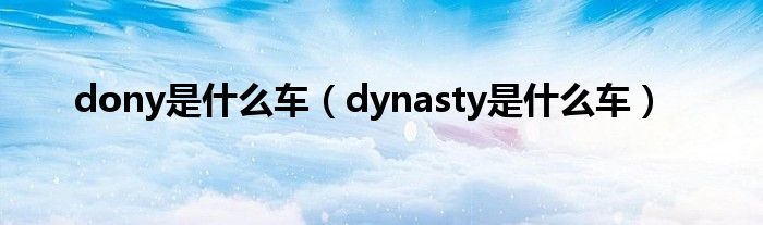 dony是什么车（dynasty是什么车）