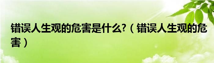 错误人生观的危害是什么?（错误人生观的危害）