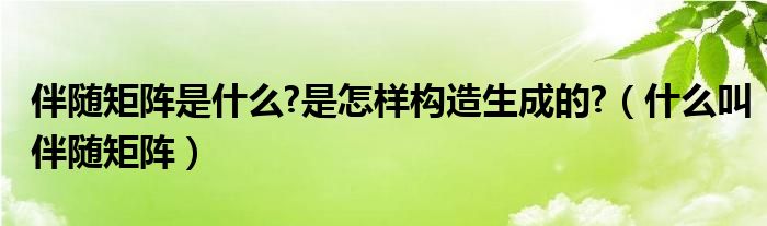 伴随矩阵是什么?是怎样构造生成的?（什么叫伴随矩阵）