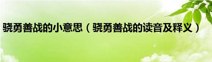 骁勇善战的小意思（骁勇善战的读音及释义）