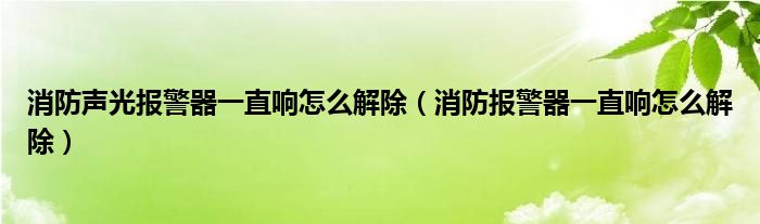 消防声光报警器一直响怎么解除（消防报警器一直响怎么解除）