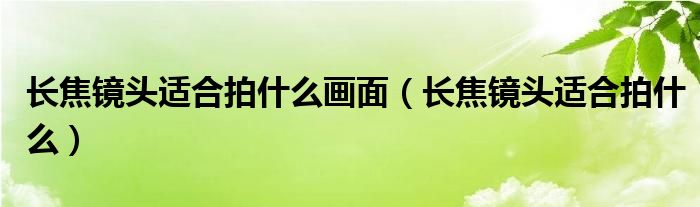 长焦镜头适合拍什么画面（长焦镜头适合拍什么）