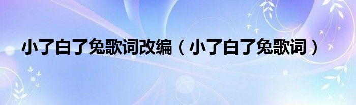 小了白了兔歌词改编（小了白了兔歌词）