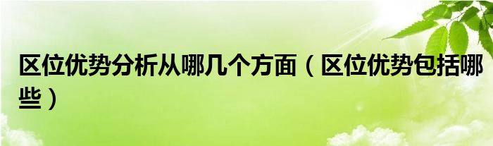 区位优势分析从哪几个方面（区位优势包括哪些）