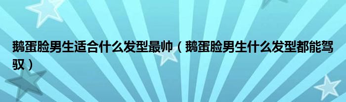 鹅蛋脸男生适合什么发型最帅（鹅蛋脸男生什么发型都能驾驭）