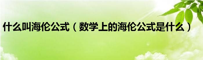 什么叫海伦公式（数学上的海伦公式是什么）