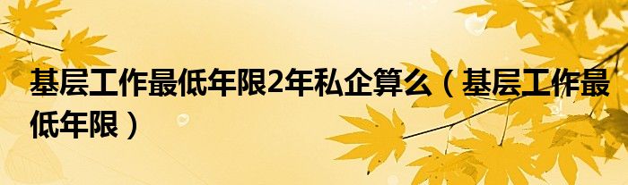 基层工作最低年限2年私企算么（基层工作最低年限）