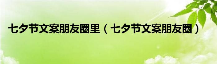 七夕节文案朋友圈里（七夕节文案朋友圈）