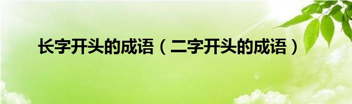 长字开头的成语（二字开头的成语）