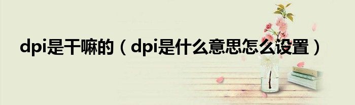 dpi是干嘛的（dpi是什么意思怎么设置）