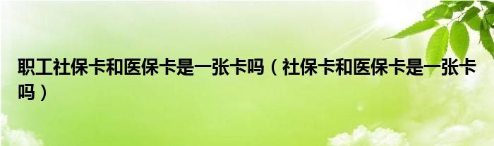 职工社保卡和医保卡是一张卡吗（社保卡和医保卡是一张卡吗）