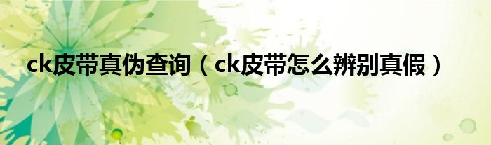 ck皮带真伪查询（ck皮带怎么辨别真假）