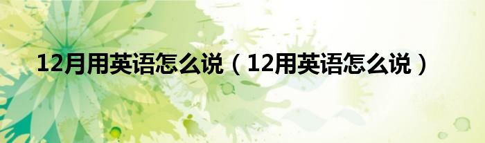 12月用英语怎么说（12用英语怎么说）