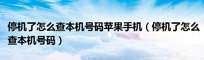 停机了怎么查本机号码苹果手机（停机了怎么查本机号码）