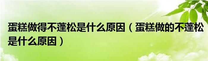 蛋糕做得不蓬松是什么原因（蛋糕做的不蓬松是什么原因）