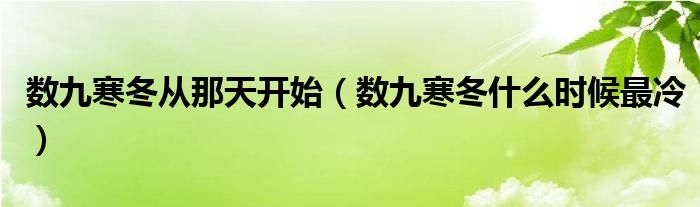 数九寒冬从那天开始（数九寒冬什么时候最冷）