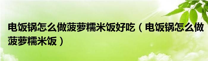 电饭锅怎么做菠萝糯米饭好吃（电饭锅怎么做菠萝糯米饭）