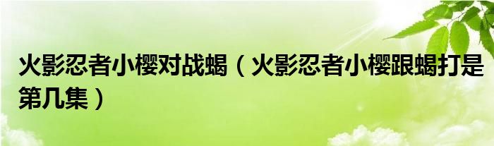 火影忍者小樱对战蝎（火影忍者小樱跟蝎打是第几集）