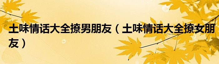 土味情话大全撩男朋友（土味情话大全撩女朋友）