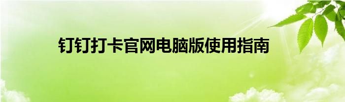 钉钉打卡官网电脑版使用指南