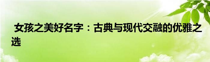  女孩之美好名字：古典与现代交融的优雅之选