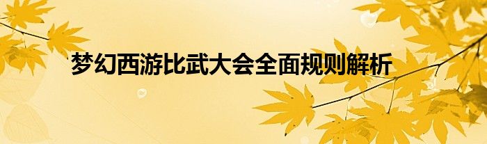 梦幻西游比武大会全面规则解析