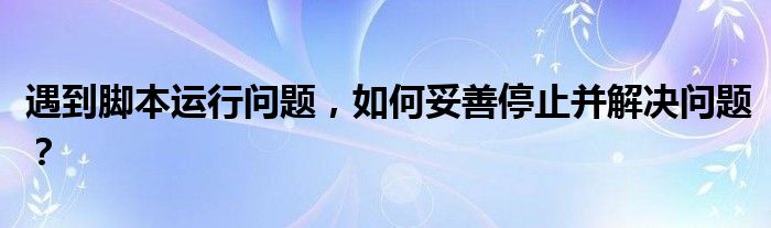 遇到脚本运行问题，如何妥善停止并解决问题？