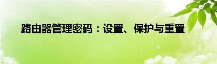 路由器管理密码：设置、保护与重置