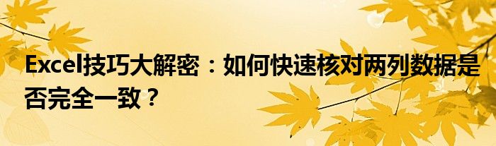 Excel技巧大解密：如何快速核对两列数据是否完全一致？