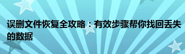 误删文件恢复全攻略：有效步骤帮你找回丢失的数据