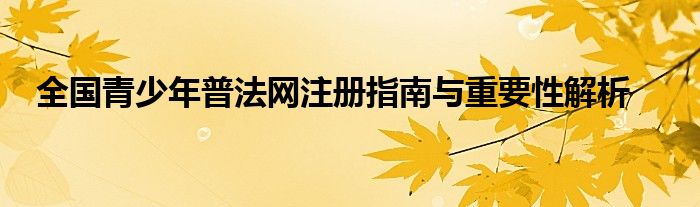 全国青少年普法网注册指南与重要性解析