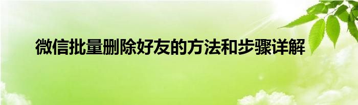 微信批量删除好友的方法和步骤详解