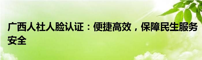 广西人社人脸认证：便捷高效，保障民生服务安全