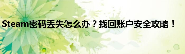 Steam密码丢失怎么办？找回账户安全攻略！