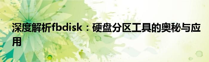 深度解析fbdisk：硬盘分区工具的奥秘与应用