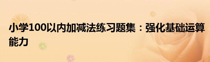 小学100以内加减法练习题集：强化基础运算能力