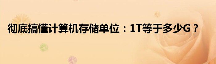 彻底搞懂计算机存储单位：1T等于多少G？