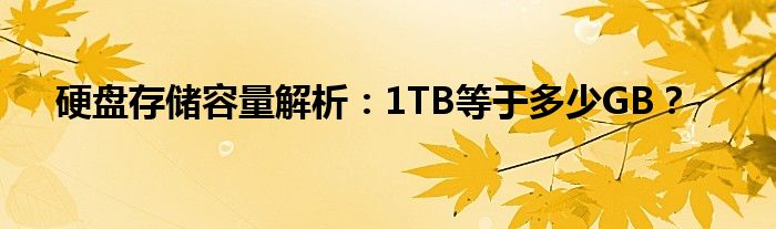 硬盘存储容量解析：1TB等于多少GB？