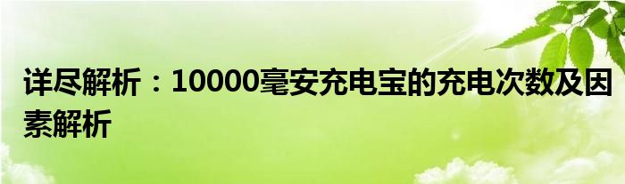 详尽解析：10000毫安充电宝的充电次数及因素解析