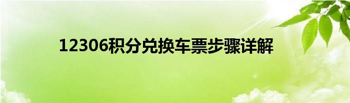 12306积分兑换车票步骤详解