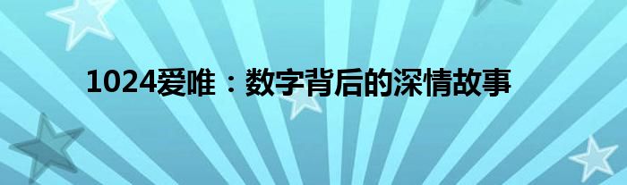 1024爱唯：数字背后的深情故事