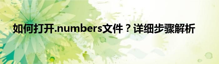 如何打开.numbers文件？详细步骤解析