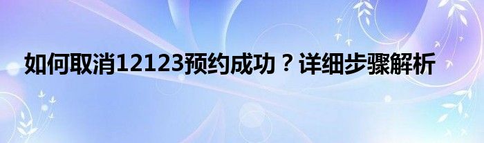 如何取消12123预约成功？详细步骤解析