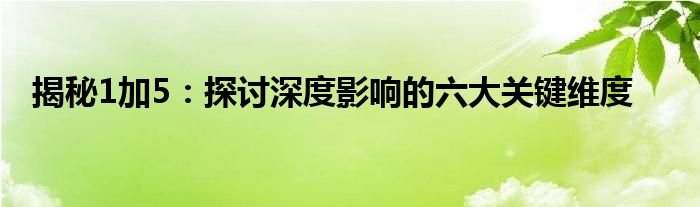 揭秘1加5：探讨深度影响的六大关键维度