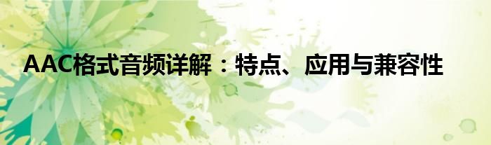 AAC格式音频详解：特点、应用与兼容性