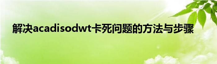 解决acadisodwt卡死问题的方法与步骤